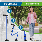 Foldable, Adjustable, Heavy Duty Pivot Tip Cane for Adults & Seniors