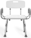 HOMLAND Heavy-Duty Shower Chair with Arms & Back – Adjustable Bath Seat for Elderly & Disabled (500 lbs)