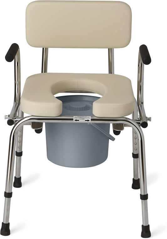 Medline Drop Arm Commode with Padded Seat & Backrest