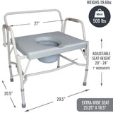 DMI Drop Arm Portable Toilet Commode – Extra-Wide, Heavy-Duty Comfort