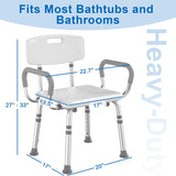 HOMLAND Heavy-Duty Shower Chair with Arms & Back – Adjustable Bath Seat for Elderly & Disabled (500 lbs)