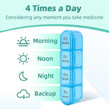 Daviky Pill Organizer – 4 Times a Day Large 7-Day Medicine Case with Removable Containers
