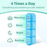 Daviky Pill Organizer – 4 Times a Day Large 7-Day Medicine Case with Removable Containers