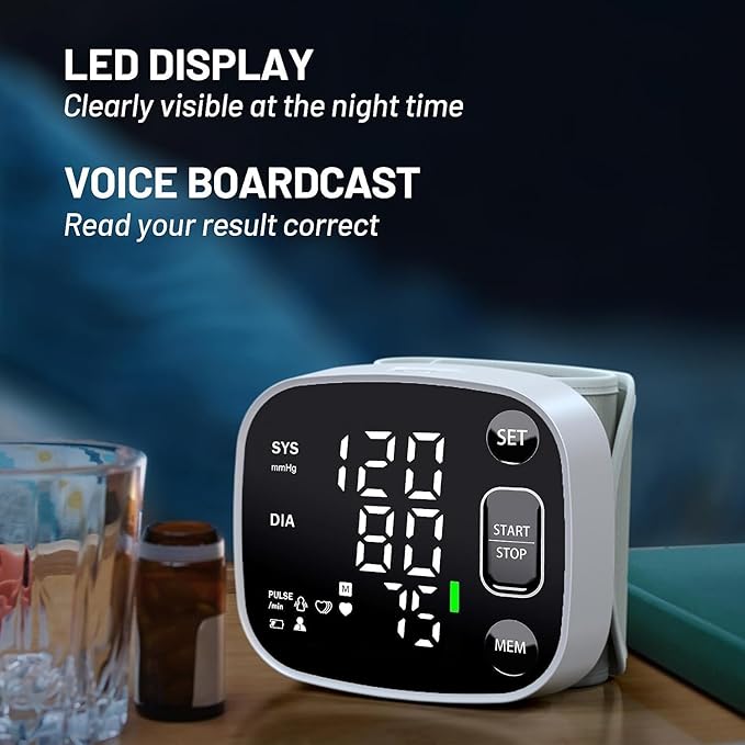 Oklar Rechargeable Wrist Blood Pressure Monitor – Dual User, LED Display, Voice Broadcast Oklar Rechargeable Wrist Blood Pressure Monitor – Dual User, LED Display, Voice Broadcast