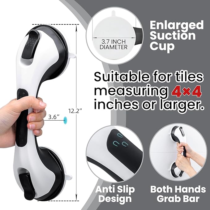 TAILI Suction Grab Bars for Bathtubs & Showers – 2-Pack Heavy-Duty Safety Handles for Seniors (240 lbs each) TAILI Suction Grab Bars for Bathtubs & Showers – 2-Pack Heavy-Duty Safety Handles for Seniors (240 lbs each)