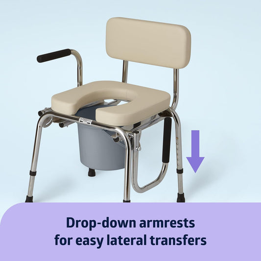 Medline Drop Arm Commode with Padded Seat & Backrest
