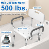 HOMLAND Heavy-Duty Shower Chair with Arms & Back – Adjustable Bath Seat for Elderly & Disabled (500 lbs)
