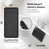 Extra-Long Non-Slip Bathtub Mat – 35x16" BPA-Free Shower Mat with Drain Holes & Drying Hooks (Anti-Mold, Machine Washable)