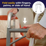 Drive Medical 10210-1 2-Button Folding Walker with Wheels – Rolling Walker for Adults & Seniors