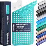 Extra-Long Non-Slip Bathtub Mat – 35x16" BPA-Free Shower Mat with Drain Holes & Drying Hooks (Anti-Mold, Machine Washable)