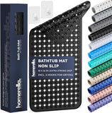 Extra-Long Non-Slip Bathtub Mat – 35x16" BPA-Free Shower Mat with Drain Holes & Drying Hooks (Anti-Mold, Machine Washable)