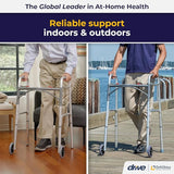 Drive Medical 10210-1 2-Button Folding Walker with Wheels – Rolling Walker for Adults & Seniors