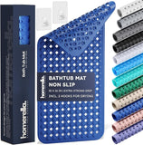 Extra-Long Non-Slip Bathtub Mat – 35x16" BPA-Free Shower Mat with Drain Holes & Drying Hooks (Anti-Mold, Machine Washable)