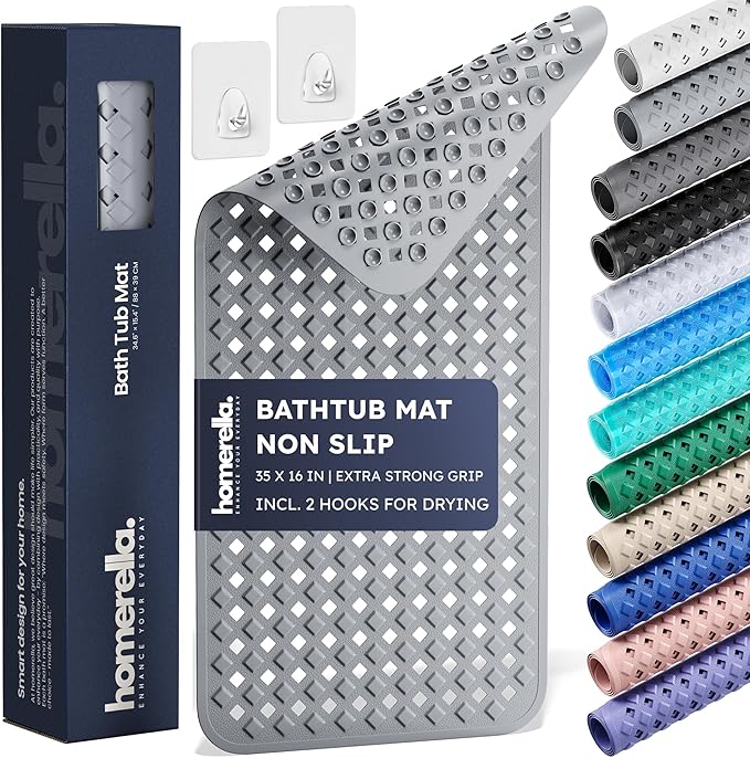Extra-Long Non-Slip Bathtub Mat – 35x16" BPA-Free Shower Mat with Drain Holes & Drying Hooks (Anti-Mold, Machine Washable) Extra-Long Non-Slip Bathtub Mat – 35x16" BPA-Free Shower Mat with Drain Holes & Drying Hooks (Anti-Mold, Machine Washable)