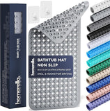 Extra-Long Non-Slip Bathtub Mat – 35x16" BPA-Free Shower Mat with Drain Holes & Drying Hooks (Anti-Mold, Machine Washable)