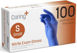 Caring Nitrile Exam Gloves – Blue, Powder-Free, Disposable, 90 Count