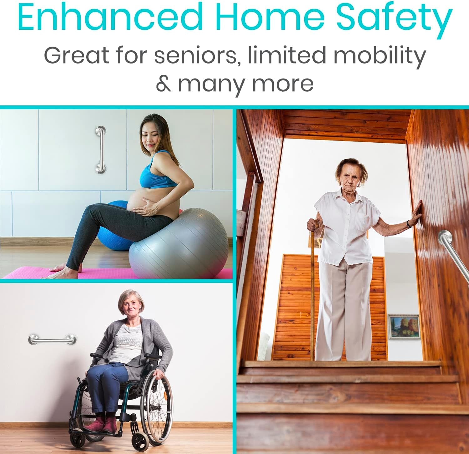 Grab Bar for Bathtubs and Showers - Handicap Bathroom Safety Handrail for Elderly - Wall Senior Rail Handle for Tub, Toilet, Bath
