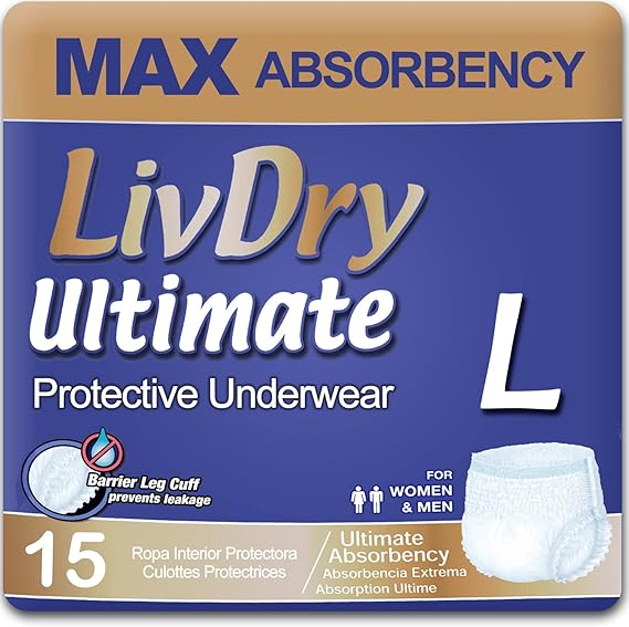 LivDry Ultimate Incontinence Underwear – Maximum Absorbency, All-Day Confidence