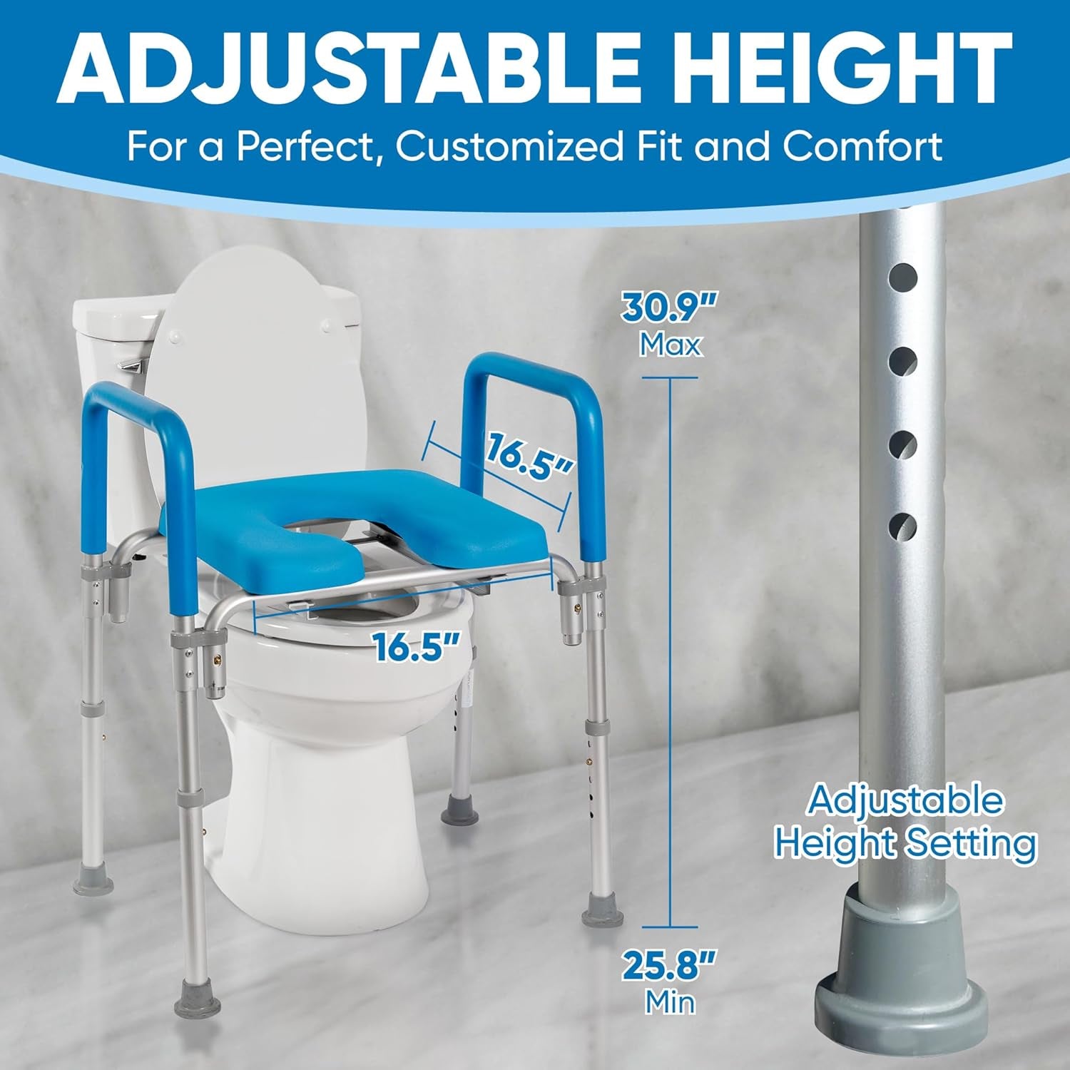 Original Ultimate Padded Raised Toilet Seat with Handles, Riser for Seniors with Adjusted Height & Width, FSA HSA Eligible 420Lb for Elderly, Seniors, Pregnant, Fits Any Toilet