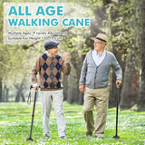 Walking Cane for Women & Men, Adjustable Lightweight LED Walking Stick with Autonomous Standing, Large Sturdy 360 Swivel Base Crutches Cane for Senior