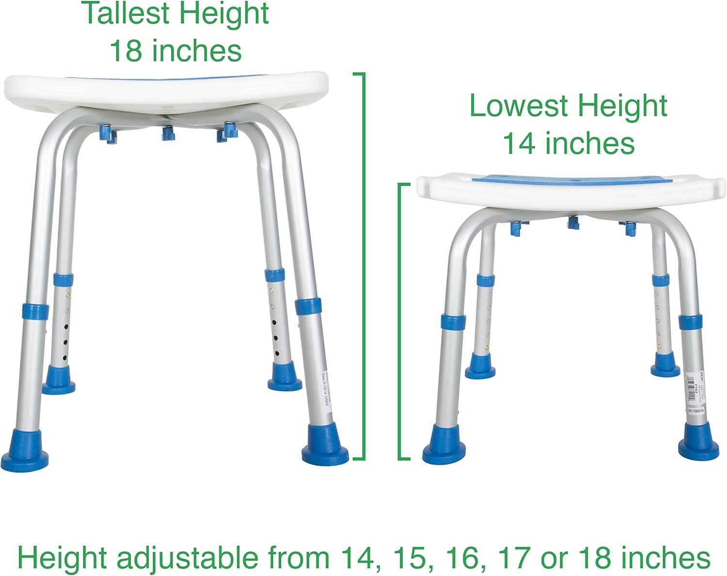 Bathroom Bench Shower Chair Safety Seat, Adjustable Grip Traction, Portable Medical Senior Aid, Foam Padded