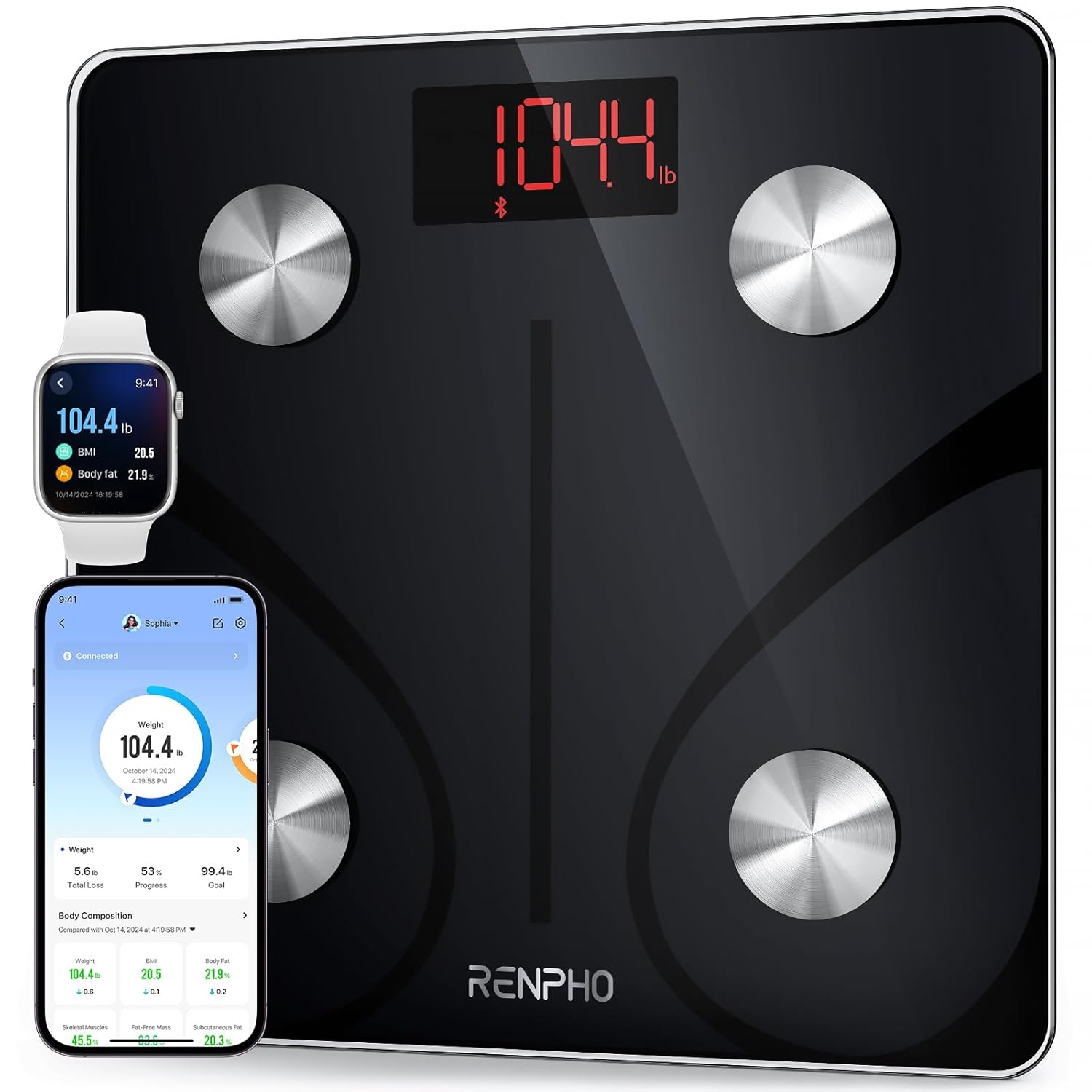 Bluetooth Digital Body Fat Scale, BMI & Health Composition Monitor with App Connectivity