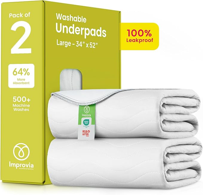 Washable Underpads – Heavy Absorbency Reusable Incontinence Pads for Adults & Elderly