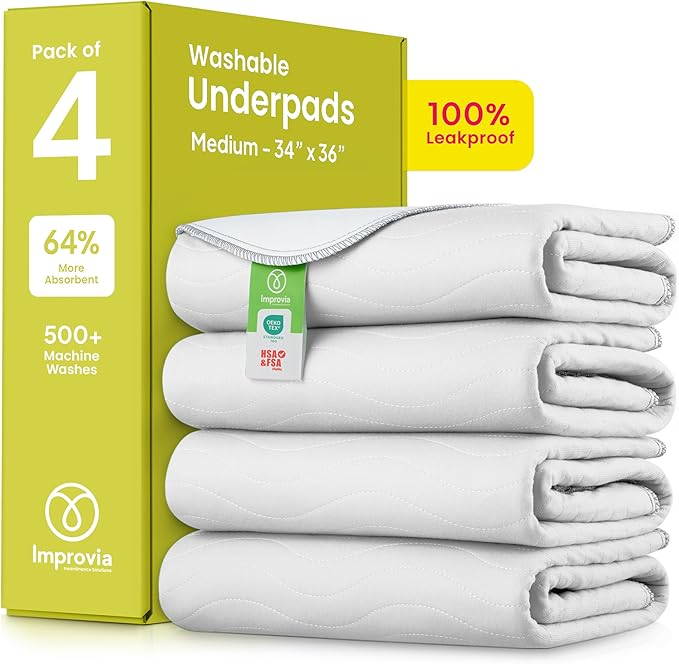 Washable Underpads – Heavy Absorbency Reusable Incontinence Pads for Adults & Elderly