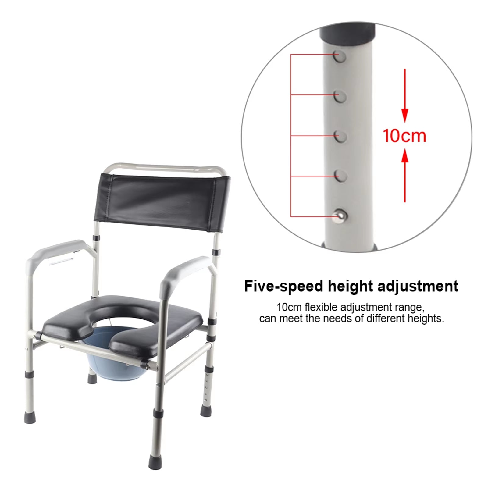 Aluminum Alloy Adult Toilet Commode Toilet Chair Bedside Bathroom