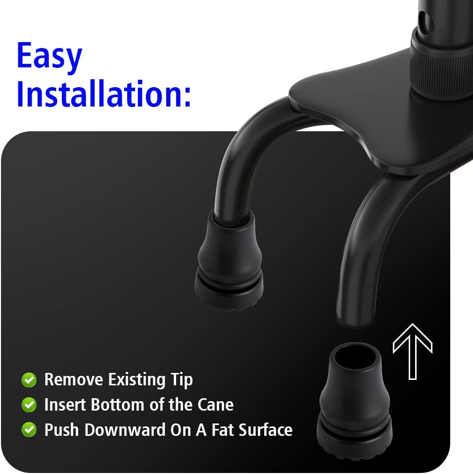 Abnaok 4-Pack Rubber Cane Tips 3/4 Inch Heavy Duty Walking Cane Tips, Black