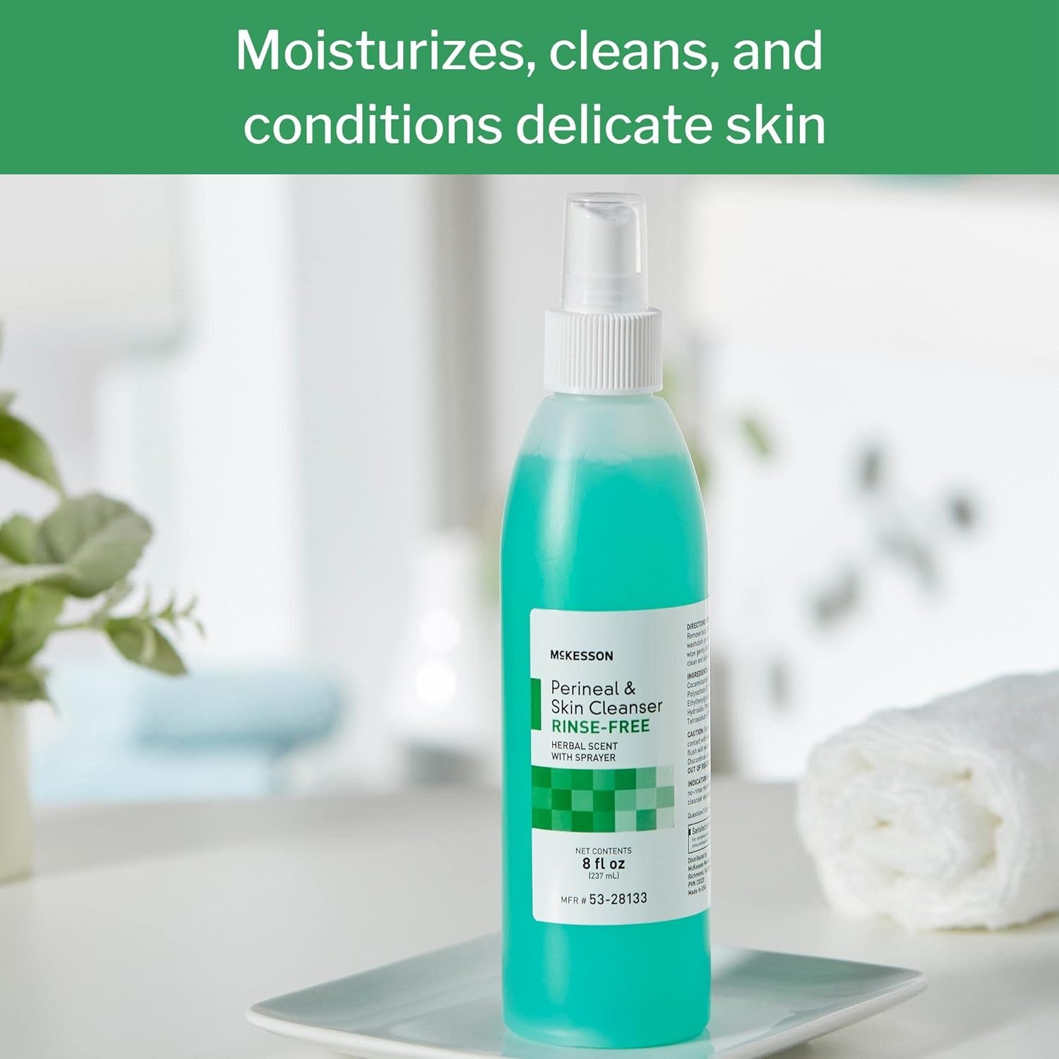 McKesson Perineal Skin Cleanser with Aloe – Rinse-Free Body Wash for Incontinence or Ostomy Care
