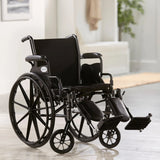 Black Lightweight Wheelchair, Steel, 18" W, 300-Lb Weight Capacity, 1 Ct