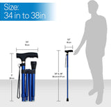 Folding Cane - Foldable Walking Cane with Adjustable Height - Collapsible and Lightweight - Soft Ergonomic Handle for Comfortable Grip - Portable Walking Stick for Mobility Aid