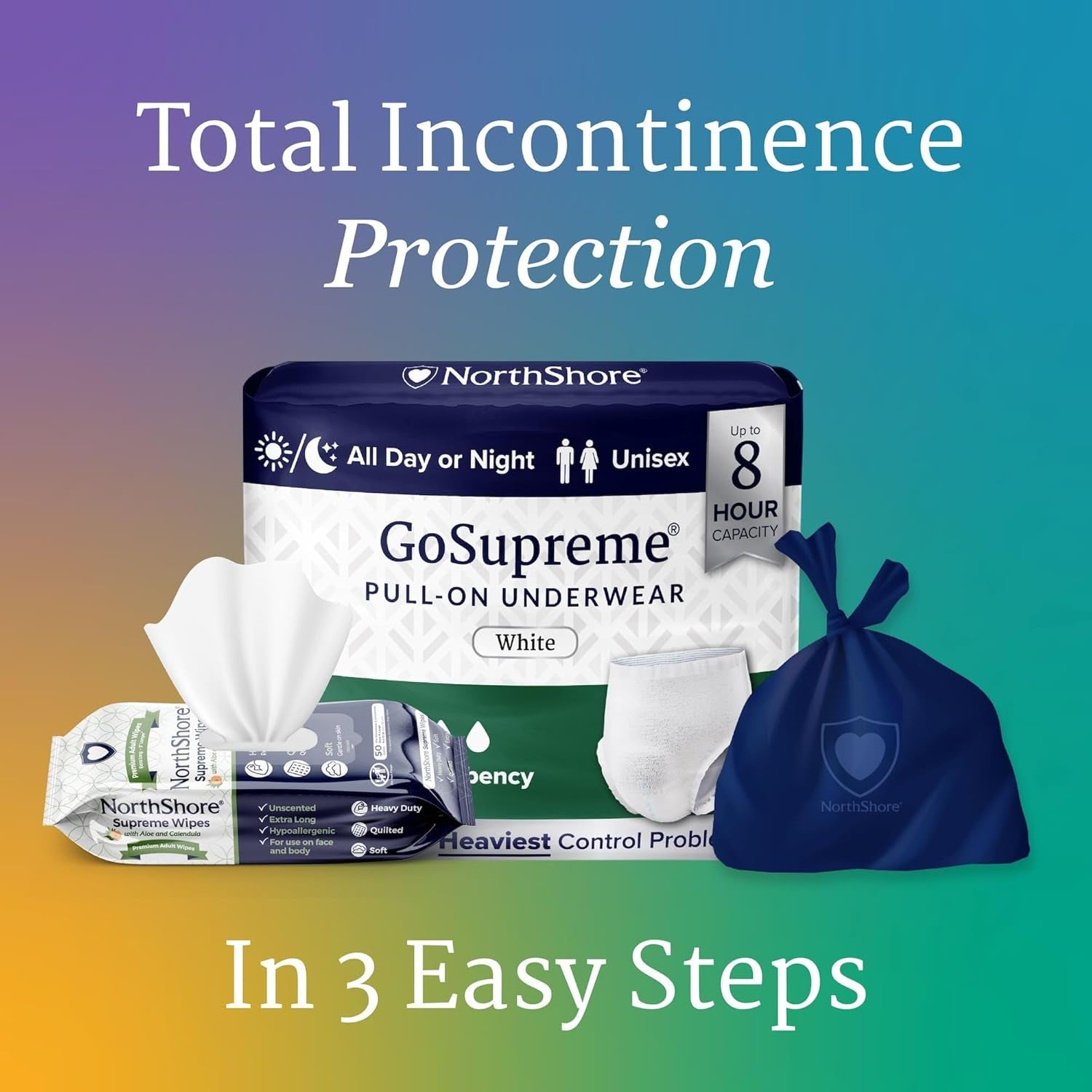Gosupreme Overnight Pull-On Underwear, 8-Hour Leak Protection, Large, 14-Count Bag, Pink, (36-48 in Waist), Unisex Adult Diapers