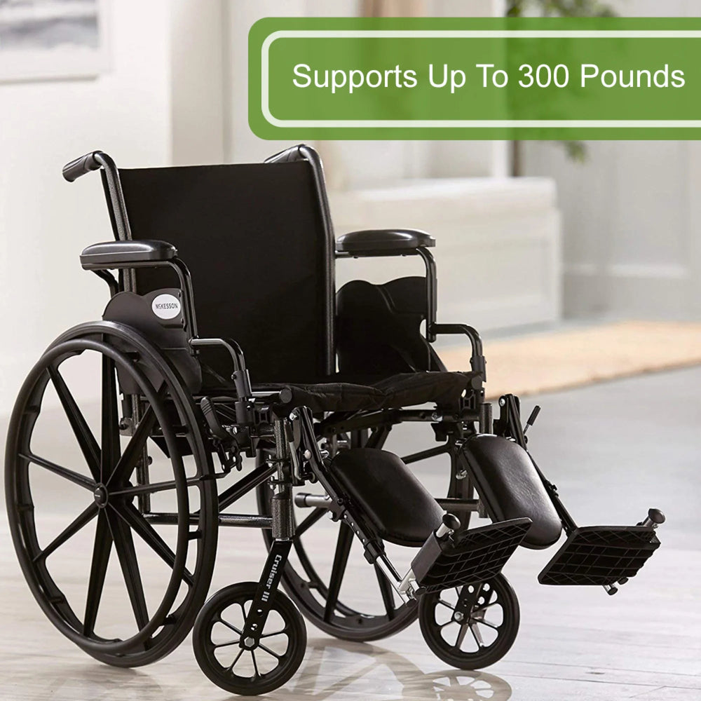 Black Lightweight Wheelchair, Steel, 18" W, 300-Lb Weight Capacity, 1 Ct