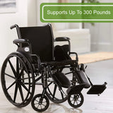 Black Lightweight Wheelchair, Steel, 18" W, 300-Lb Weight Capacity, 1 Ct