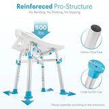 Aluminum Massage Products Heavy Duty Shower Chair with Back 500Lb Tool-Free Bath Seat
