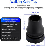 Abnaok 4-Pack Rubber Cane Tips 3/4 Inch Heavy Duty Walking Cane Tips, Black