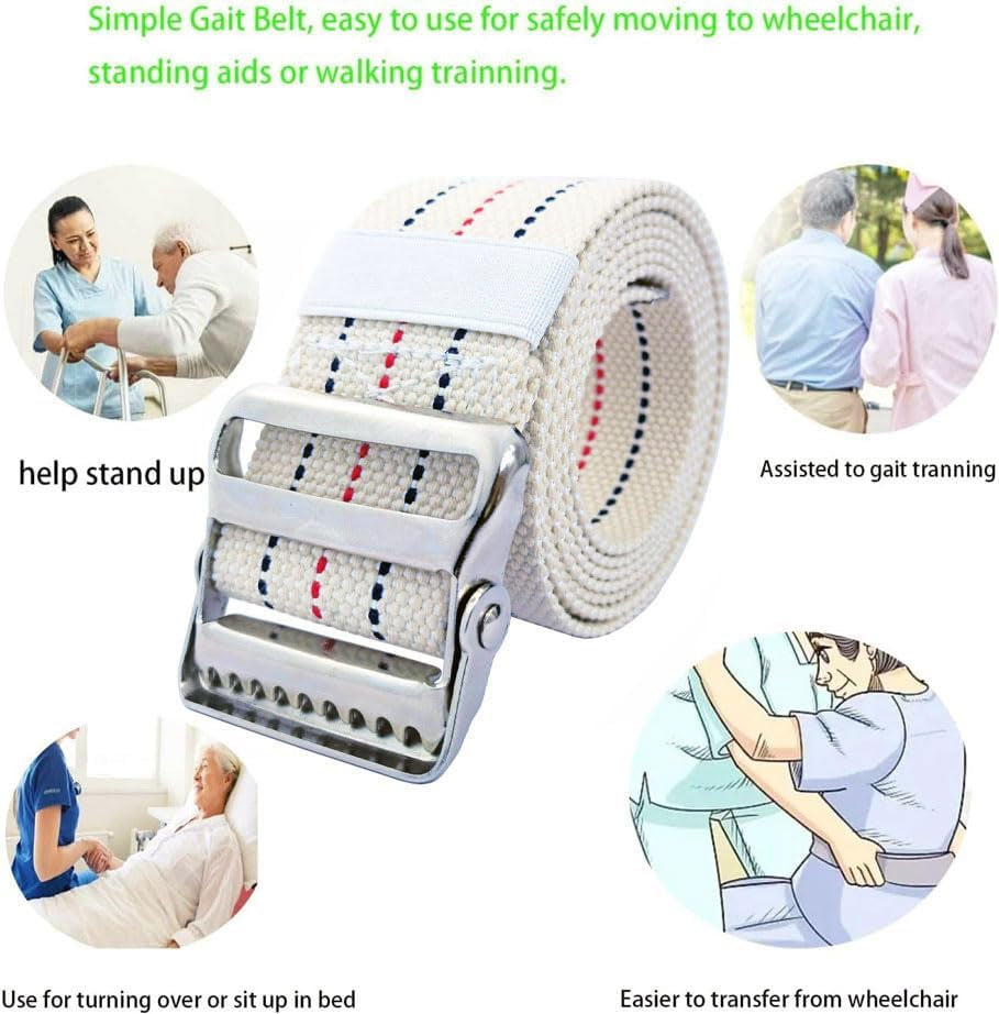 Gait Belt-Walking Transfer Belt with Belt Loop Holder for Seniors,Caregiver, Nurse, Therapist,Etc. (Beige,60 Inch)
