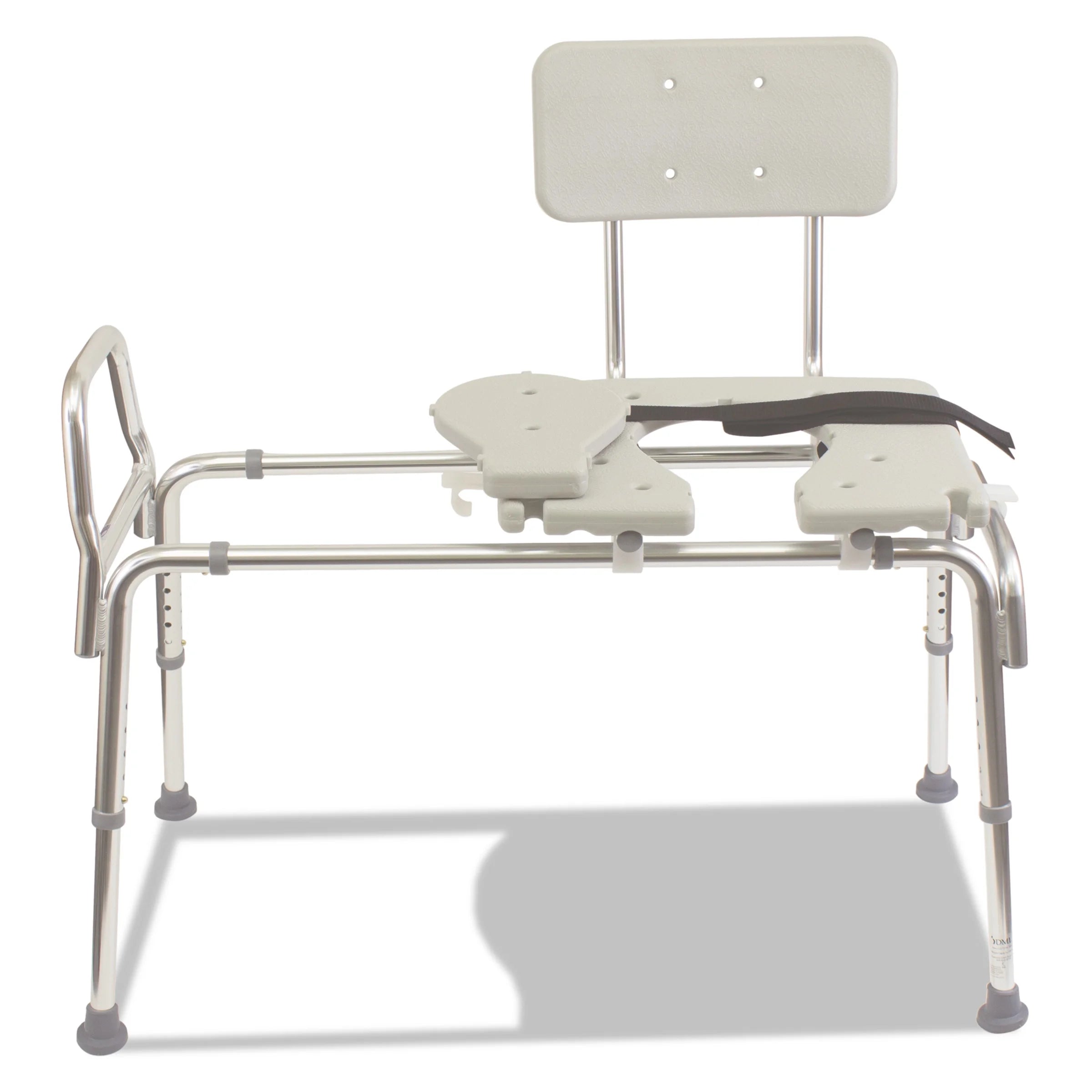 Tub Transfer Bench and Sliding Shower Chair Made of Heavy Duty Non Slip Aluminum Body and Plastic Seat with Adjustable Seat Height and Cut Out Access Holding Weight Capacity up to 400 Lbs, Gray