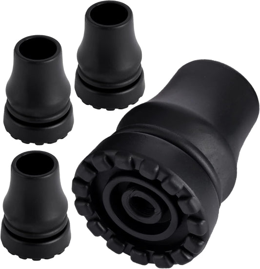 Abnaok 4-Pack Rubber Cane Tips 3/4 Inch Heavy Duty Walking Cane Tips, Black