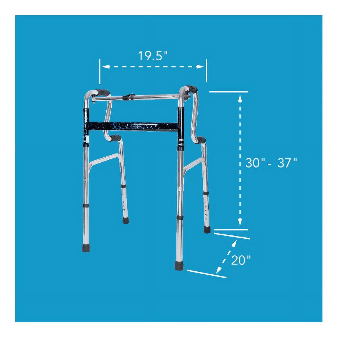 Aluminium Uplift Folding Walker with Adjustable Height, 300 Lb Weight Capacity
