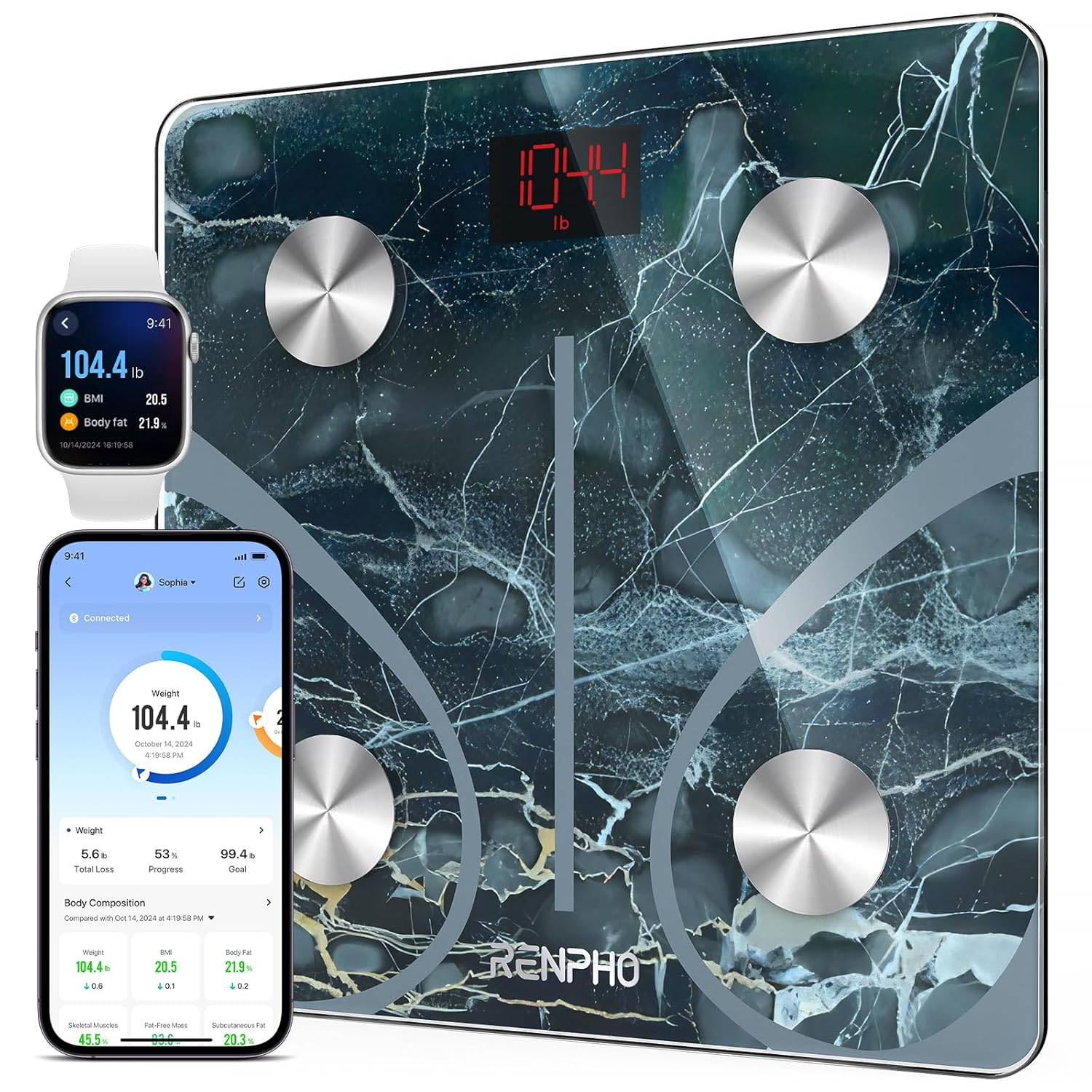Bluetooth Digital Body Fat Scale, BMI & Health Composition Monitor with App Connectivity