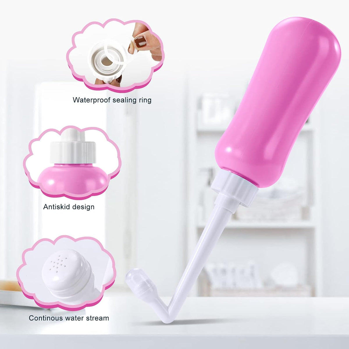 Portable Bidet Travel Large Capacity 15.8Oz Personal Toilet Handheld Pink