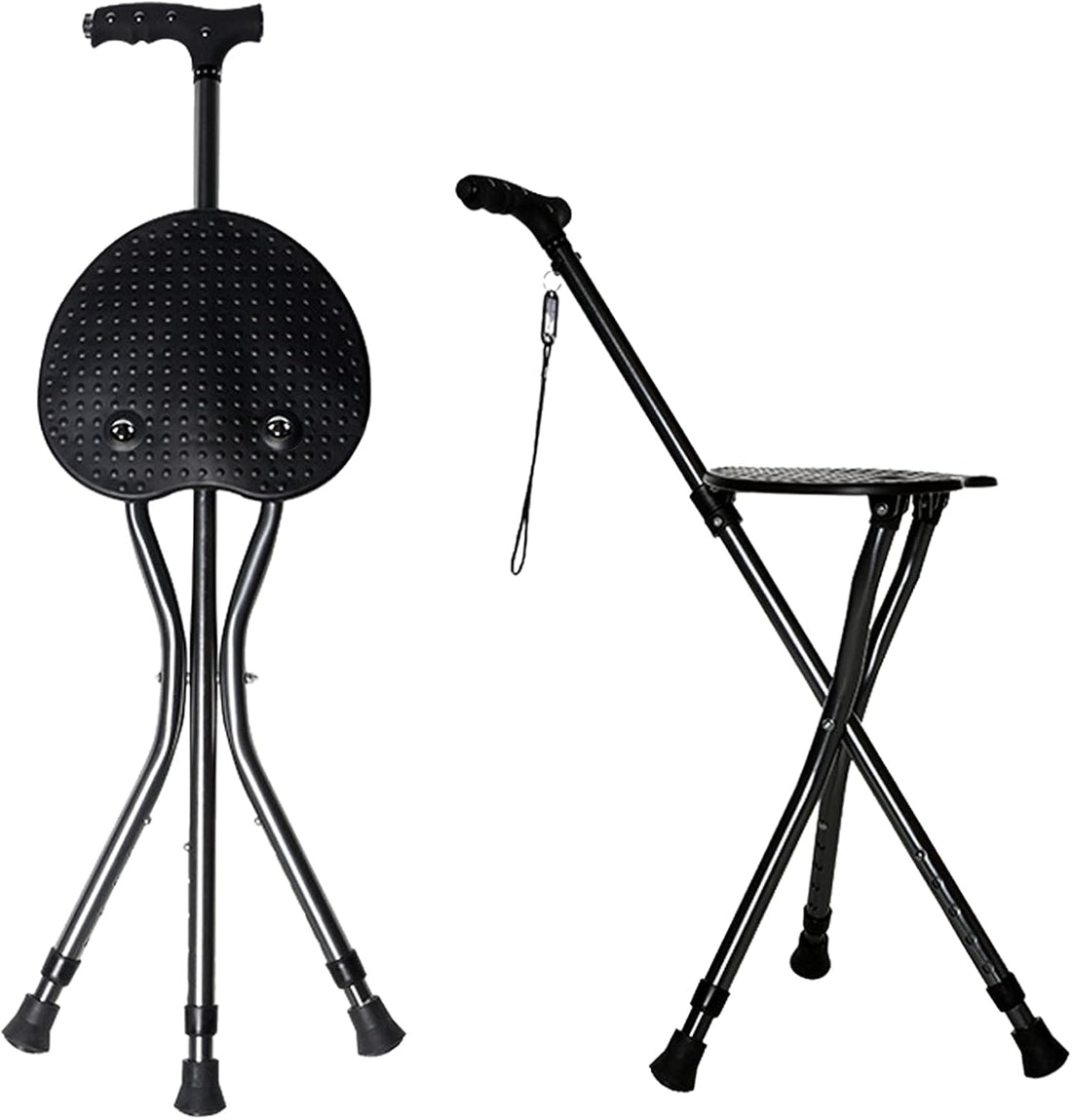 Hold 440 Lbs Folding Canes with Seat Walking Stick Height Adjustment Cane Seat Capacity Frosted Handle with Magnetic Therapy Stone Crutches Stool