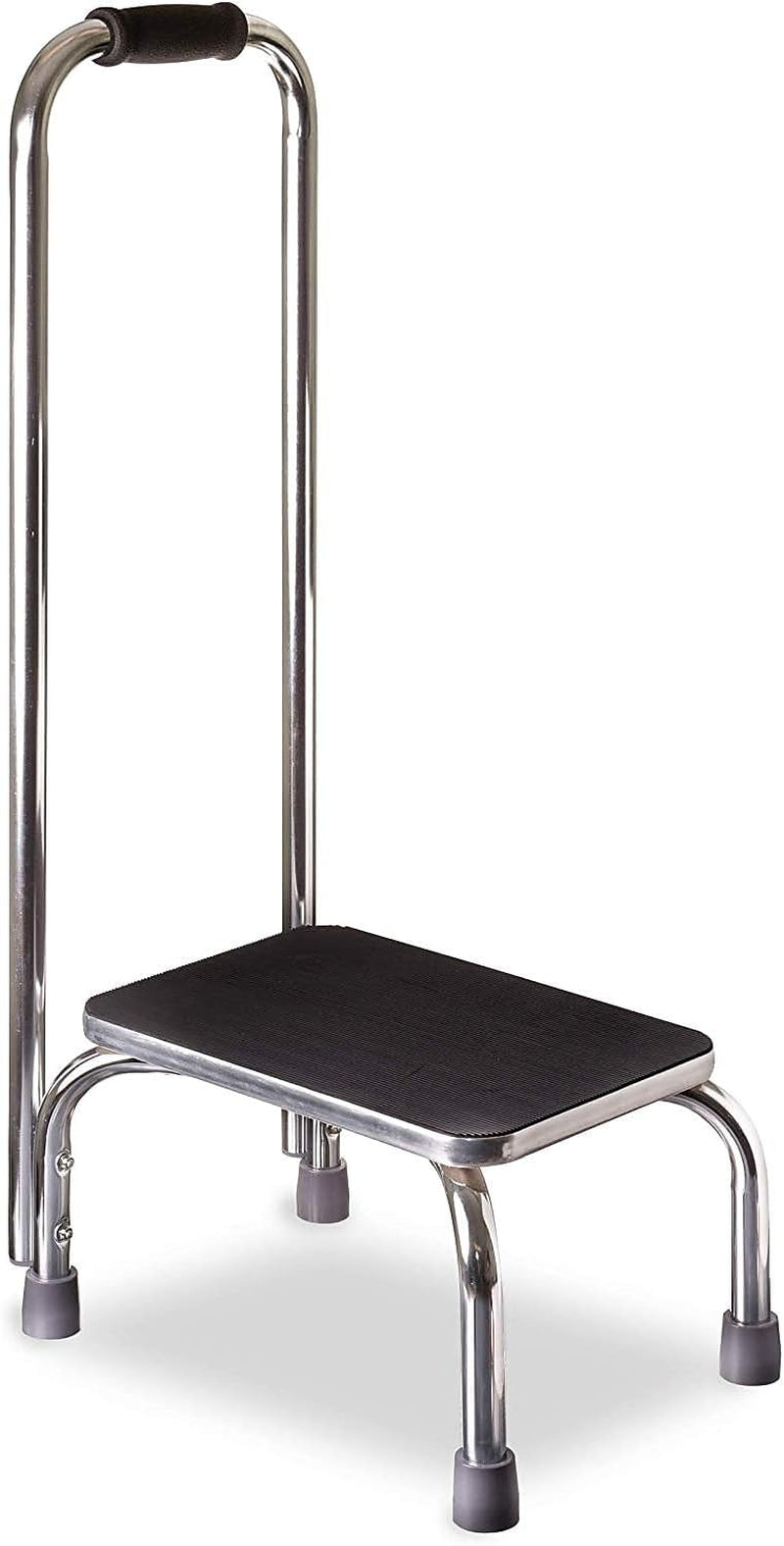 Step Stool with Handle and Non Skid Rubber Platform, Lightweight and Sturdy Stool for Seniors, Adults and Children, Holds up to 300 Pounds with 9.5 Inch Step Up, 17.3"D X 12.3"W X 34"H, Chrome