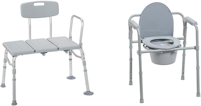 Drive Medical Tub Transfer Bench – Adjustable Shower Chair with Backrest for Elderly & Seniors (400 lbs)