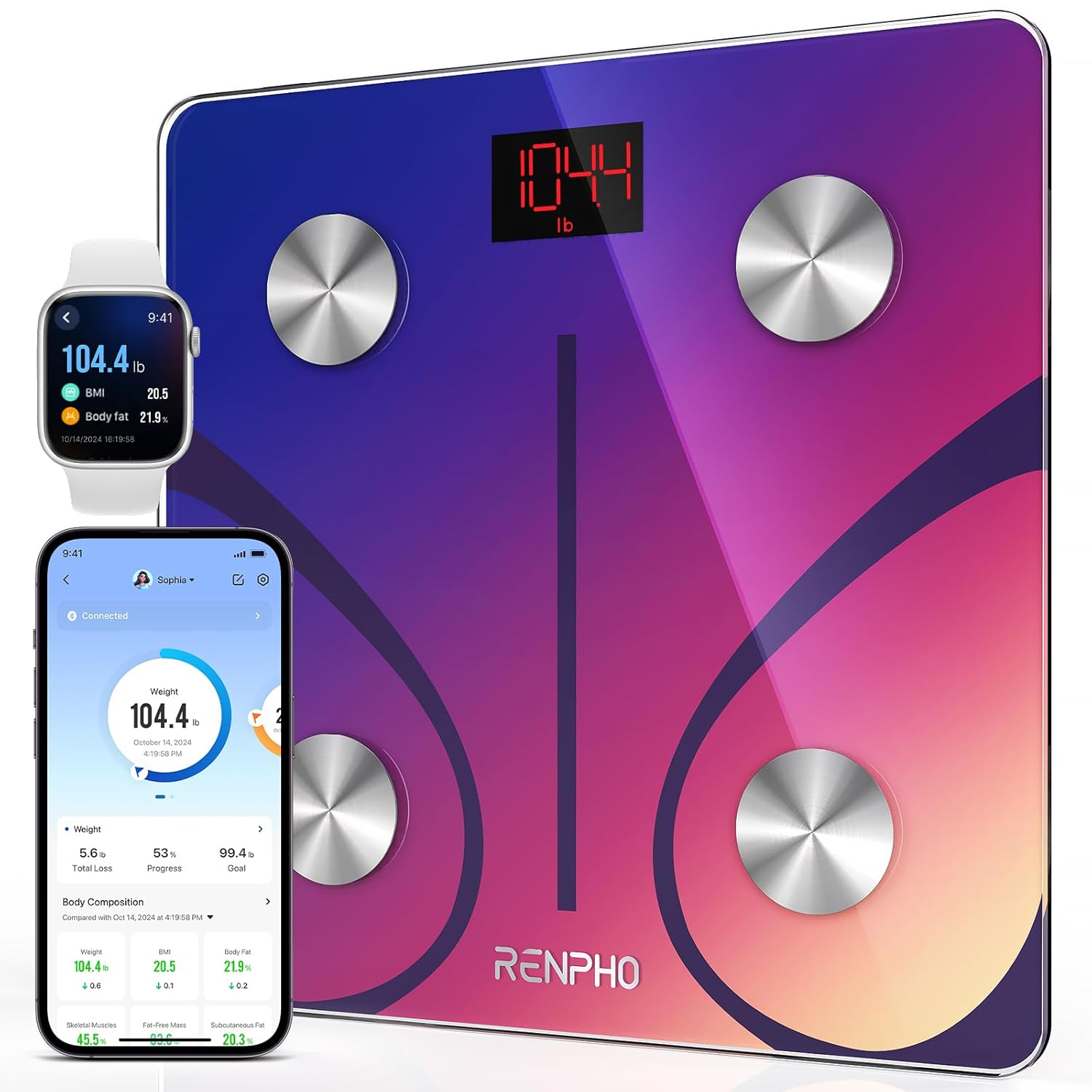 Bluetooth Digital Body Fat Scale, BMI & Health Composition Monitor with App Connectivity