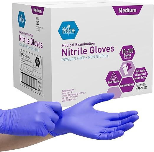MedPride Powder-Free Nitrile Exam Gloves – Large, 100 Count (Pack of 10)