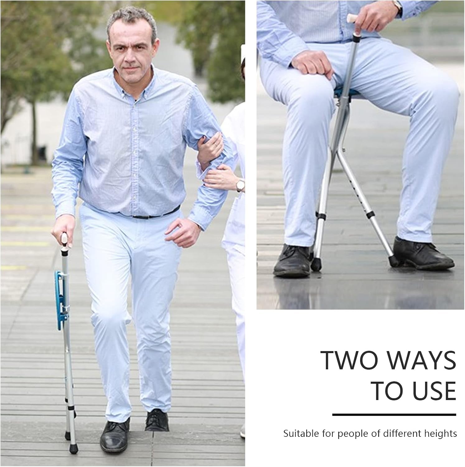 Hold 440 Lbs Folding Canes with Seat Walking Stick Height Adjustment Cane Seat Capacity Frosted Handle with Magnetic Therapy Stone Crutches Stool